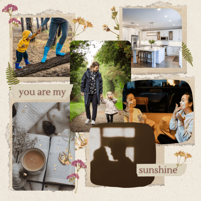 Vision Board Workbook image showing various depictions of moms and their homes